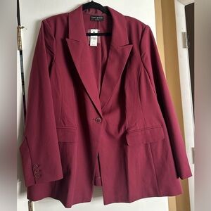 Lane Bryant Burgundy Blazer Jacket Professional Style